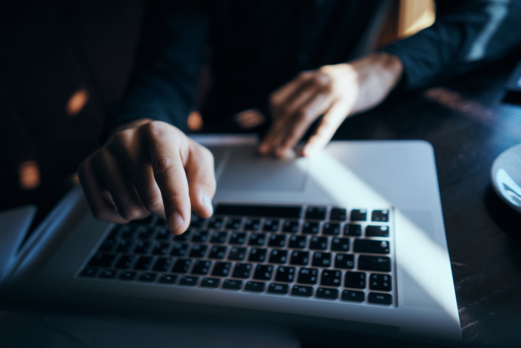 Business Man Freelancer Working in a Cafe Laptops Communication Phone Room Manager Model